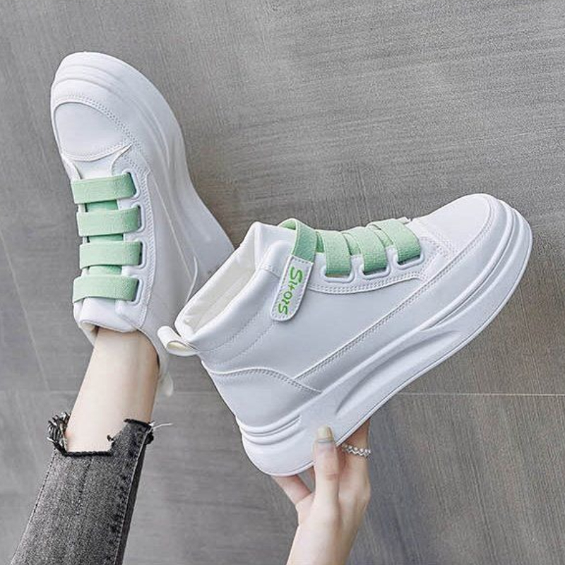 Women'S Fashion Velcro Sneakers - Veelzijdige witte hoge sneakers voor dames