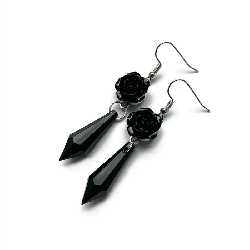 Women'S Fashion Victorian - Nieuwe Goth Black Rose Oorbellen Met