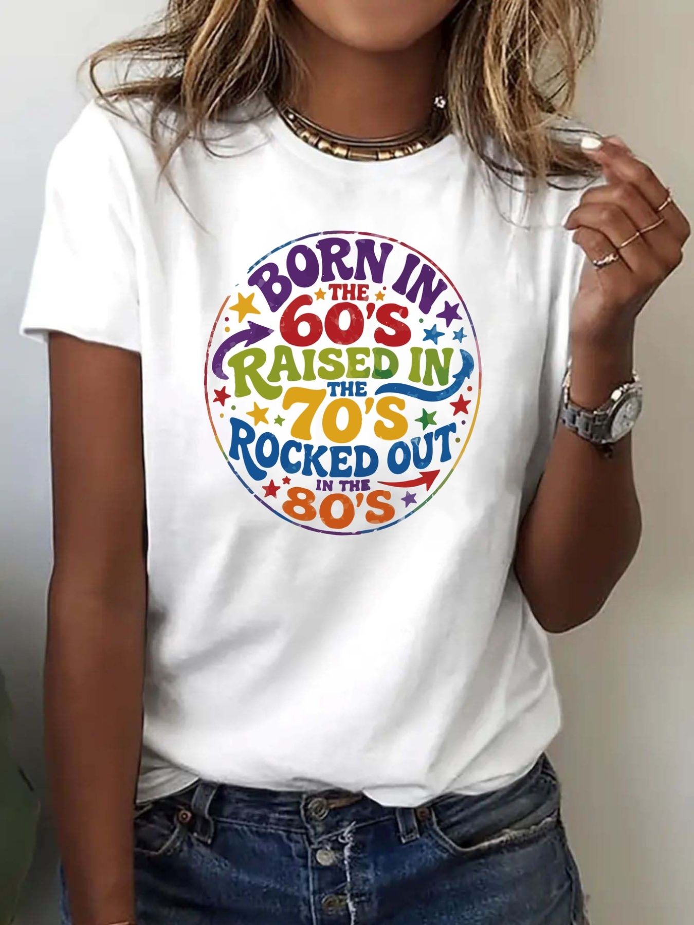 Women'S Fashion In The 1960S - Damesmode-T-shirt met ronde hals en korte