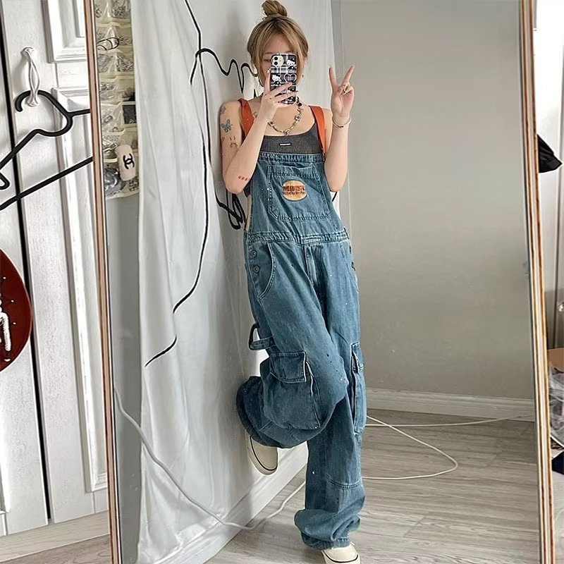 Women'S Fashion Trousers - Retro denim losse dames slanke rechte