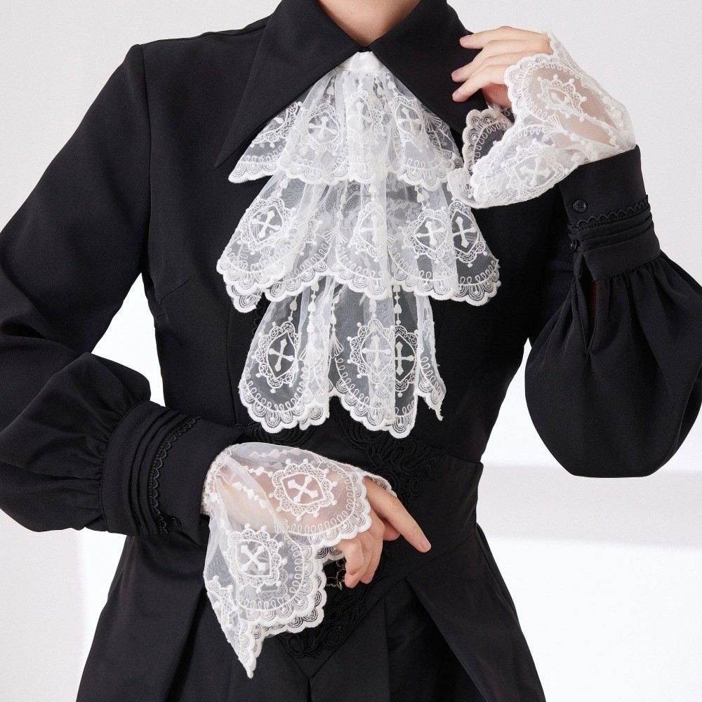 Women'S Fashion Victorian - Victoriaanse stijl kanten Jabot kraag witte