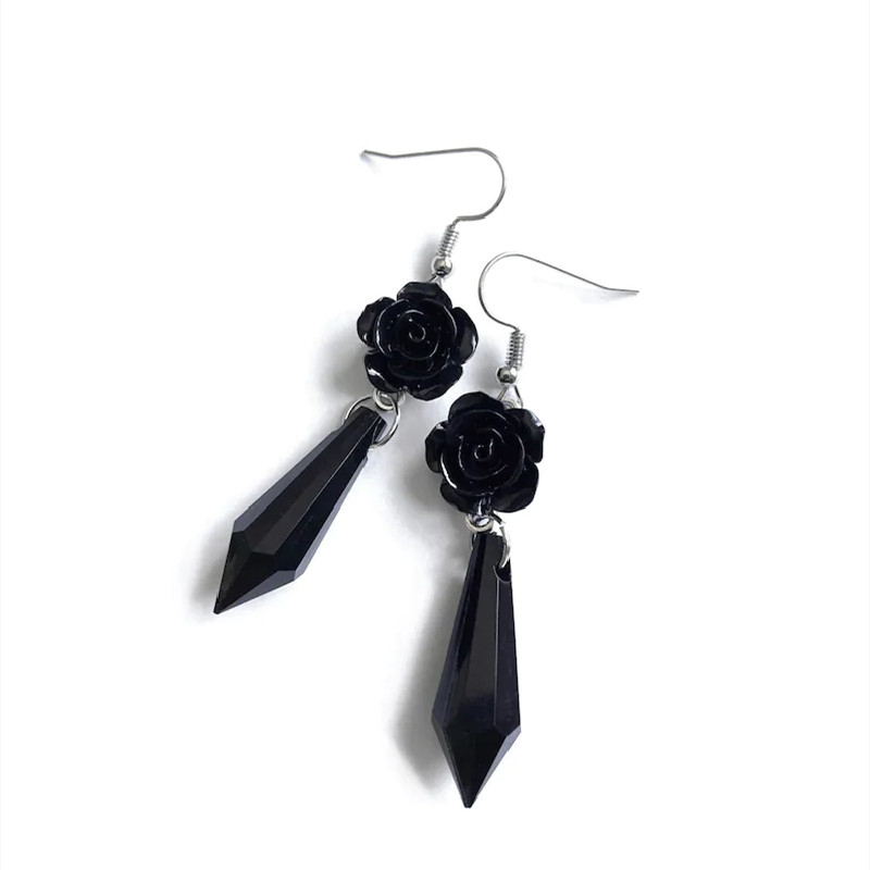 Nieuwe Goth Black Rose Oorbell - Women'S Fashion Victorian recensie en prijs