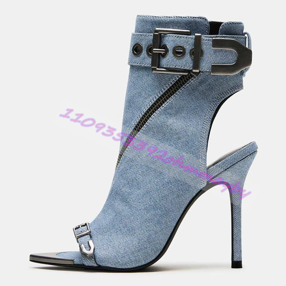 Zomer blauwe denim laarzen met - Fashion Women Belt recensie en prijs